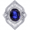 18K White Gold 5.77 ct Blue Sapphire Diamond Womens Ring
