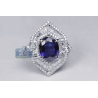 18K White Gold 5.77 ct Blue Sapphire Diamond Womens Ring