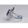 18K White Gold 5.77 ct Blue Sapphire Diamond Womens Ring