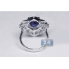 18K White Gold 5.77 ct Blue Sapphire Diamond Womens Ring