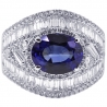 18K White Gold 6.05 ct Blue Sapphire Diamond Womens Ring