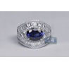 18K White Gold 6.05 ct Blue Sapphire Diamond Womens Ring