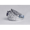 18K White Gold 6.05 ct Blue Sapphire Diamond Womens Ring