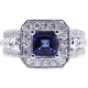 18K White Gold 2.56 ct Princess Sapphire Diamond Womens Ring