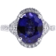 14K White Gold 6.25 ct Oval Sapphire Diamond Womens Ring