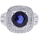 18K White Gold 5.01 ct Blue Sapphire Diamond Womens Ring