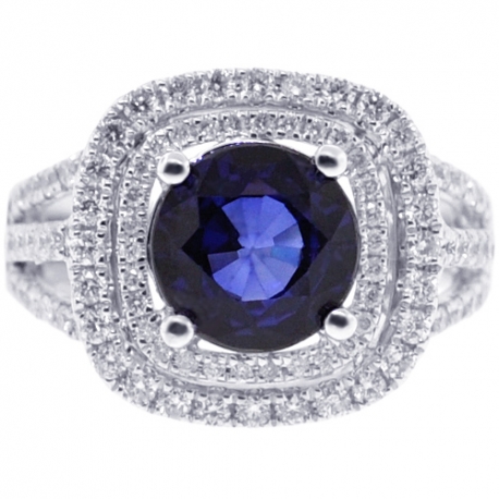 18K White Gold 5.01 ct Blue Sapphire Diamond Womens Ring