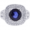 18K White Gold 5.01 ct Blue Sapphire Diamond Womens Ring