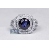 18K White Gold 5.01 ct Blue Sapphire Diamond Womens Ring
