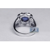 18K White Gold 5.01 ct Blue Sapphire Diamond Womens Ring