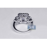 18K White Gold 4.96 ct Cushion Sapphire Diamond Womens Ring