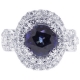 18K White Gold 4.75 ct Blue Sapphire Diamond Womens Ring