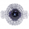 18K White Gold 4.75 ct Blue Sapphire Diamond Womens Ring
