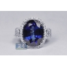 18K White Gold 24.52 ct Blue Sapphire Diamond Womens Ring