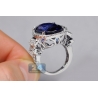 18K White Gold 24.52 ct Blue Sapphire Diamond Womens Ring