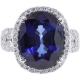 18K White Gold 24.52 ct Blue Sapphire Diamond Womens Ring
