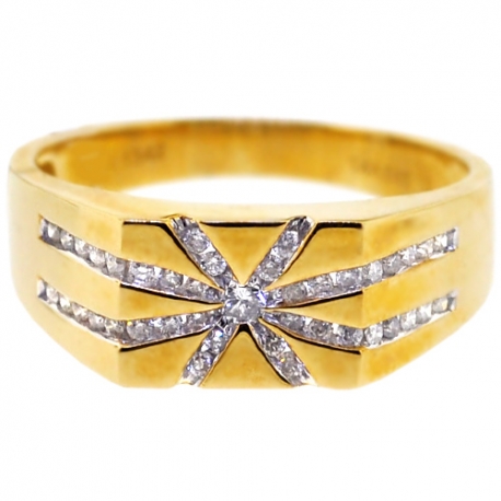 Mens Channel Set Diamond Star Band Ring 14K Yellow Gold 0.45 ct