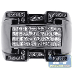 Black 14K White Gold 1.63 ct Diamond Mens Signet Ring