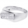 14K White Gold 0.35 ct Two Row Diamond Mens Slant Ring