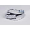 Mens Two Row Diamond Slant Pinky Ring 14K White Gold 0.35 ct