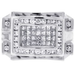 14K White Gold 1.27 ct Princess Diamond Mens Ring