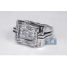 Mens Princess Cut Diamond Pinky Ring 14K White Gold 1.77 ct