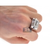 Mens Princess Cut Diamond Pinky Ring 14K White Gold 1.77 ct