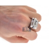 Mens Princess Cut Diamond Pinky Ring 14K White Gold 1.77 ct