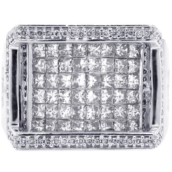 14K White Gold 2.48 ct Princess Cut Diamond Mens Ring