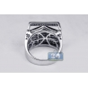 Mens Invisible Set Princess Diamond Ring 14K White Gold 2.48 ct