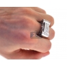 Mens Princess Cut Diamond Rectangle Ring 14K White Gold 1.26 ct