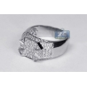Mens Round Diamond High Pinky Ring 14K White Gold 1.91 ct