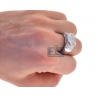 Mens Round Diamond High Pinky Ring 14K White Gold 1.91 ct