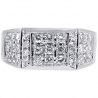 14K White Gold 1.53 ct Diamond Mens Rectangle Ring