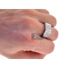 Mens Diamond Rectangle Pinky Ring 14K White Gold 1.53 Carat