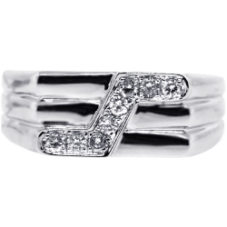 Mens Diamond Embossed Band Ring 14K White Gold 0.29 ct