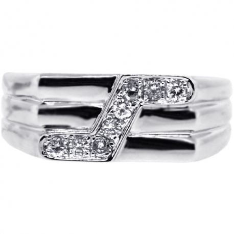 Mens Diamond Embossed Band Ring 14K White Gold 0.29 ct
