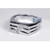 Mens Diamond Embossed Band Ring 14K White Gold 0.29 ct