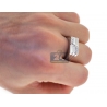 Mens Diamond Embossed Band Ring 14K White Gold 0.29 ct