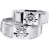 Diamond Bridal Ring Set for Him Her 18K White Gold 0.87 ct
