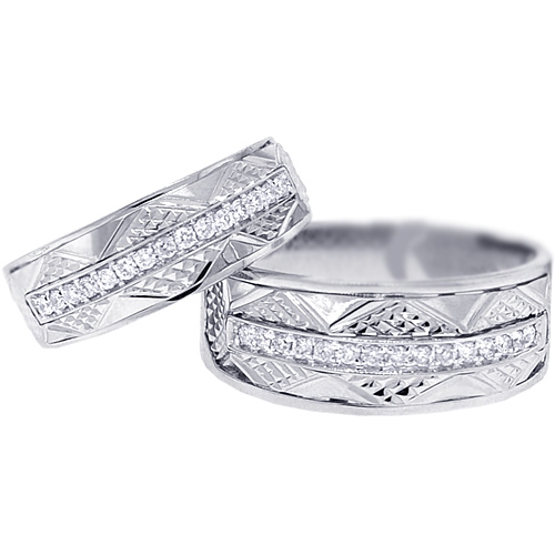 Diamond Vintage Wedding Bands Set for Him Her 29K Gold 29.29ct