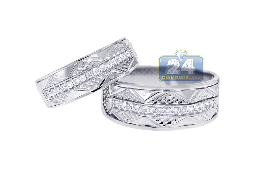 Diamond Vintage  Wedding  Bands  Set for Him  Her  18K Gold 0 33ct