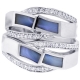 Diamond Opal Wedding Rings Set 18K White Gold 0.32 ct