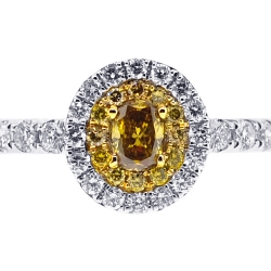 Certified 6.35CT Canary Fancy Yellow Oval Cut Diamond Engagement 14K Gold Ring 