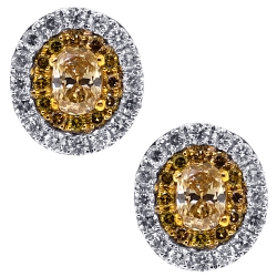 14K White Gold 1.25 ct Canary Diamond Womens Stud Earrings