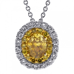 14K White Gold 1.02 ct Canary Diamond Womens Drop Necklace