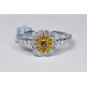 Womens Yellow Diamond Engagement Ring 14K White Gold 0.82 ct