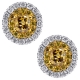14K White Gold 0.87 ct Yellow Diamond Womens Oval Stud Earrings 