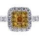 14K White Gold 0.91 ct Canary Diamond Womens Engagement Ring