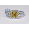 14K White Gold 0.91 ct Canary Diamond Womens Engagement Ring